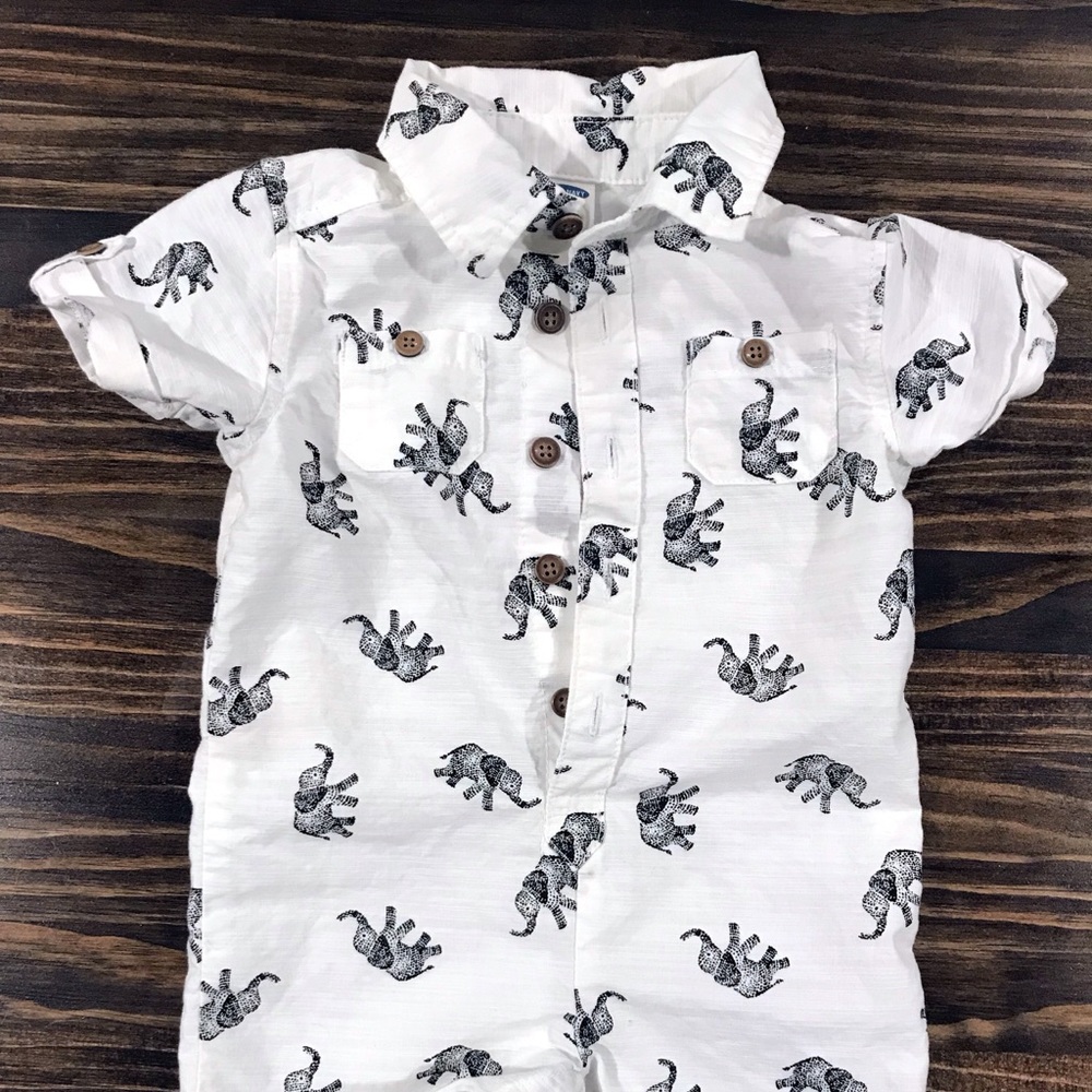 Old Navy Collared Elephant Romper 3/6 Months